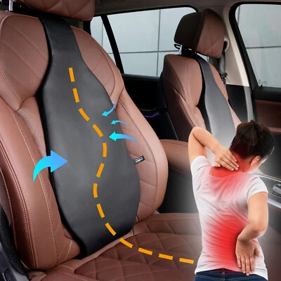 Cojín de soporte lumbar universal para respaldo silla asiento de coche almohada de cintura cuero PU Foto 1 de 4