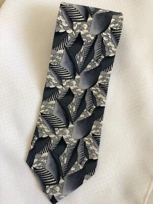 Cocktail Collection Floral Silver Black White Silk Necktie Modern Art - Image 1 of 4