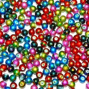 GW4269 Verschiedene Mixfarben Metallic Graffiti Zeichnungsbank 8 mm Runde Glasperle 500 Stck. - Bild 1 von 5