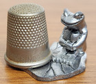 Metzke Frog Lily Pad Pewter Magnetic 1978 Thimble Paperclip Needle Holder