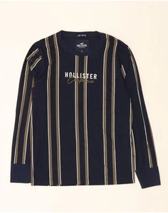 HOLLISTER Mens Graphic Top Long Sleeve XS Navy Blue Striped Cotton DL47 - Picture 1 of 3