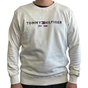 NWT Tommy Hilfiger Embroidered Tommy Logo Sweatshirt White Size L - Picture 1 of 7