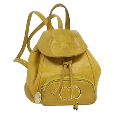 Christian Dior Backpack Leather Gold Yellow Auth BA2068 - Image 1 of 4