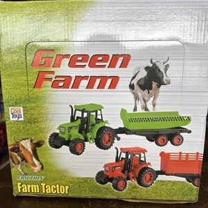 Farm Friction Tractor & Wagon Red And Green 8 Tractors Display Box Included. - Picture 1 of 1