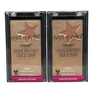 (2) Wet N Wild HOLLY GOLD - HEAD Megaglo Highlighting Gold Bar 36521 .22 oz 62 g - Picture 1 of 2