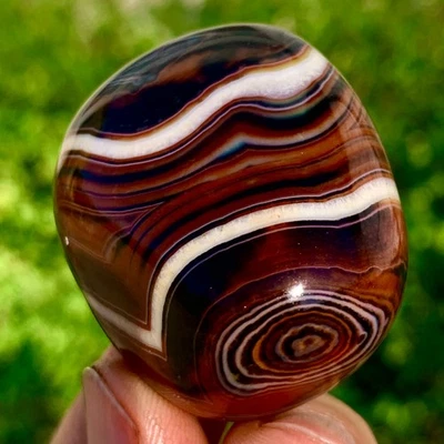 Piedra de palma cornalina sardonyx cristal ágata encaje con bandas de seda natural 48G Foto 1 de 4
