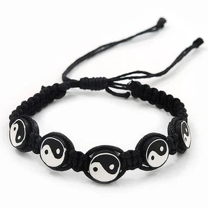 Black/White 'Yin Yang' Cotton Wristband - Adjustable - Picture 1 of 3