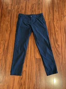 LULULEMON Commission Pants Mens 34 x 30 Slim Fit Navy Blue Trouser - Picture 1 of 4