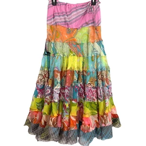 Maxi falda con cordón Boston Proper para mujer colorida del festival gitano en capas talla XL - Imagen 1 de 16