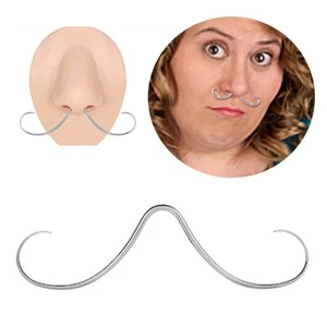 Stainless Steel Septum Mustache Nose Rings Hoop Septum Piercing Hanger Durable - Bild 1 von 12