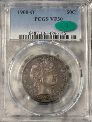 1900-O Barber Half Dollar 50c PCGS & CAC VF30 🔥 - Image 1 of 2