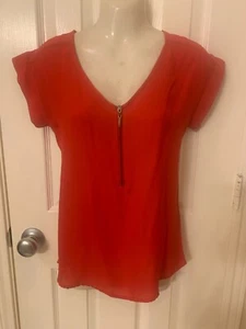 Womens My Michelle Red Semi-Sheer Sleeveless Blouse Zip on Front Size XS NWOT - Picture 1 of 3