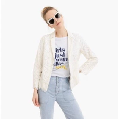 J. Crew White Eyelet镂空蕾丝西装外套 — 第 1/4 张图片