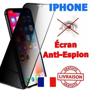 Verre Trempé pour iPhone Protection Anti Espion 16 15 14 13 12 11 Pro Max/Xs/XR - Photo 1/39