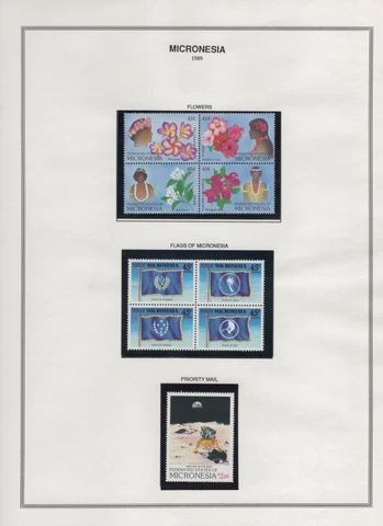 Micronesia 1989 Flora - State Flags - Moon Landing Sc# 72-75 113-116 82 ST1666 Cover