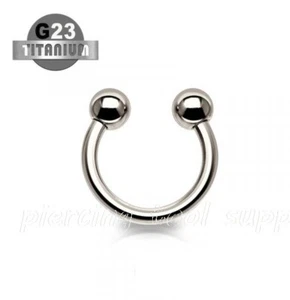 G23 Solid Titanium Horseshoe Circular Barbell Earring Septum 16G 14G 1/4"-5/8" - Picture 1 of 3