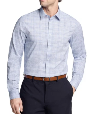 Calvin Klein Men's Slim Fit Wrinkle Free Dress Shirt, Navy, M, 15, 32-33 - Image 1 of 4