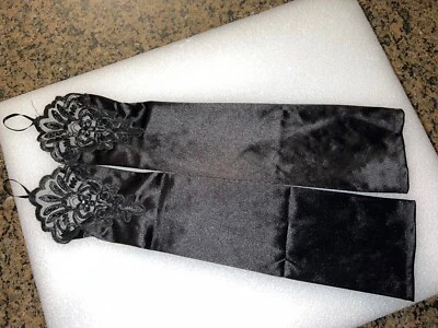 Womens Long Fingerless Black Lace Arm Sleeve Covers - Image 1 of 3