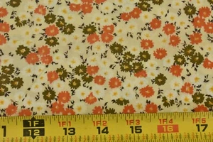 By 1/2 Yd, 35" Wide, Vintage 1940's-60's, Orange &Olive Calico on Cream, B1690 - Picture 1 of 7