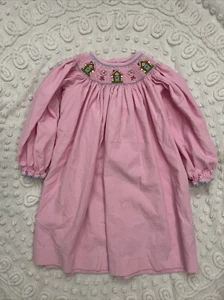 Shrimp & Grits Smocked Pink Christmas Dress Toddler Girl 4t Gingerbread House - Picture 1 of 8