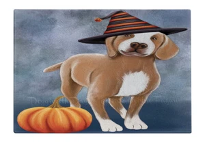 Halloween Tarsus Atalburun Dog Glass Cutting Board Kitchen Chopping Cheese - Picture 1 of 1