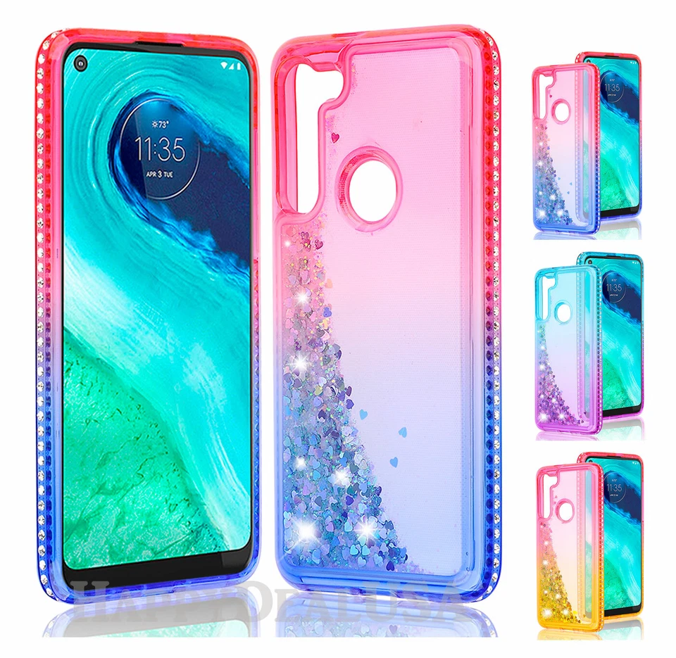 Funda Carcasa TPU Brillo Líquido Estrás Cascada Rápido Para Motorola Moto G Fast Foto 1 de 1