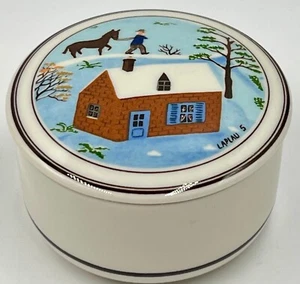 VILLEROY & BOCH DESIGN NAIF SMALL TRINKET BOX; SNOWY COUNTRY SCENE; EXCLNT COND - Picture 1 of 7