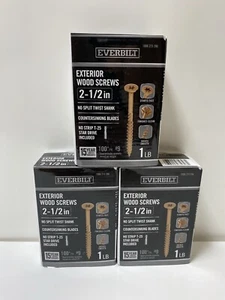 Lot Of 3) Everbilt #9 X 2-1/2in. Star Drive Exterior Wood Screws 1 lb.-Box 100ct - Picture 1 of 3