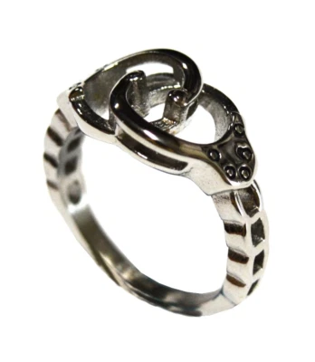 Ladies Police Handcuff Ring Stainless Steel  131 - Image 1 of 3
