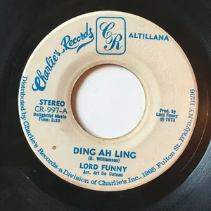 1973 Lord Funny: Ding Ah Ling / Funny Neighbor Charlie's Records CR-977 45 REGGA - Picture 1 of 5
