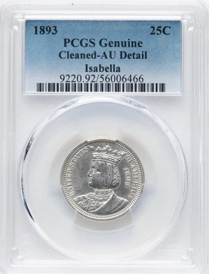 1893-Isabella Commemorative Silver Quarter-PCGS AU Details  - Image 1 of 2