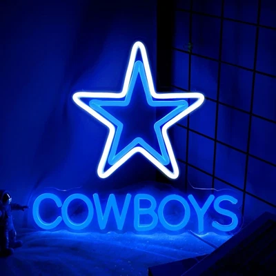 16"x14" Dallas Cowboys Sports Bar LED Neon Sign With Dimmer USB Powered Light - Image 1 of 2