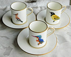 3x VINTAGE HAMMERSLEY TAXIDERMY RELATED ROWLAND WARD EXOTIC BIRDS CUPS & SAUCERS