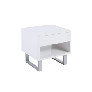Coaster 22 in. Glossy White Rectangle Wood End Table with Shelf - Picture 1 of 5