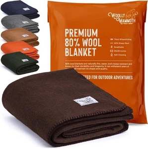 Woolly Mammoth Merino Wool Blanket - Large 66" x 90", 4LBS x Brown - Picture 1 of 8