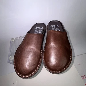 VIBAe Roma Damen EU 38 US 7,5 dunkelbraune Leder Pantoletten Slipper Schuhe - Bild 1 von 8
