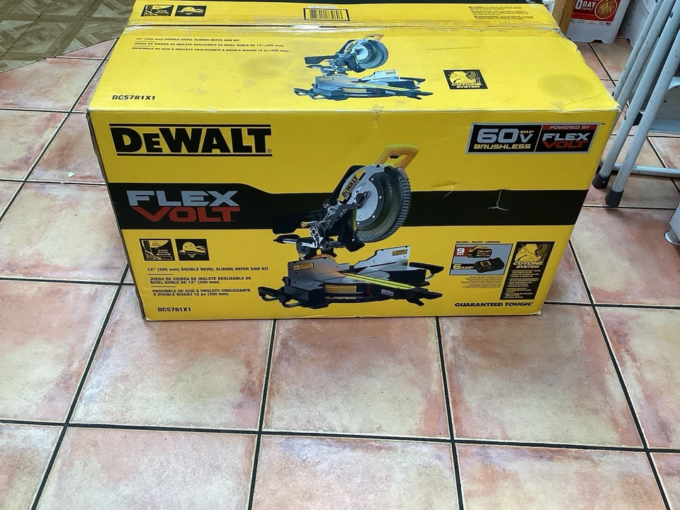 Sierra ingleteadora deslizante de doble bisel de iones de litio sin escobillas DeWALT DCS781X1 60V 12" MAX Foto 1 de 4