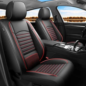 Car Seat Covers Full Set for Chevy Malibu 2009-2026 Black Red Leather Waterproof - Picture 1 of 8