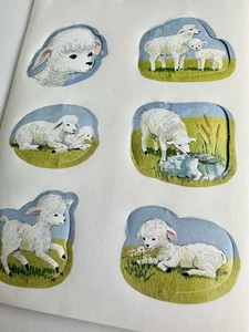 VTG DENNISON? Gummed Paper Seals EASTER Spring Sheep Lamb Junk Journal Ephemera - Picture 1 of 3