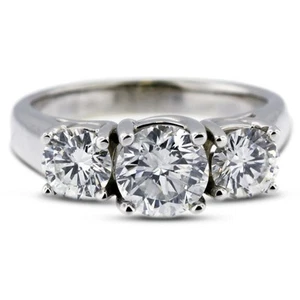 3 1/2ct D VVS2 Round Natural Certified Diamonds 18k Classic Three Stone Ring - Picture 1 of 16