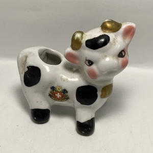 Cow Toothpick Holder Souvenir From Switzerland 2.77" Tall C4 - Picture 1 of 11