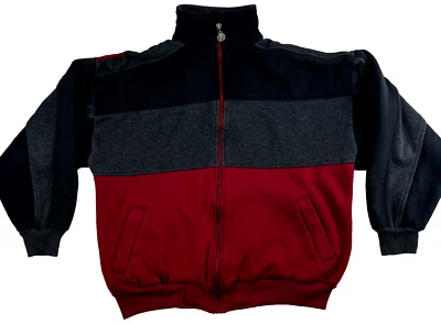 Chaqueta deportiva con cremallera Roundtree & Yorke para hombre borgoña y gris muestra M pero 44" Foto 1 de 4