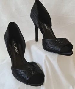Anne Michelle Womens Court Shoes High Heel Diamante Peep Toe UK 4 NEW - Picture 1 of 11