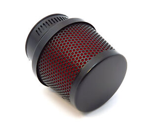 Small Black & Red Air Filter Pod - 35mm - Honda CB160 CB350F CB400F