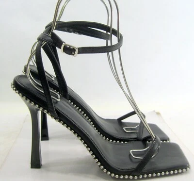 NUEVO WILD DIVA NEGRO 5" Tacón de aguja Punta abierta Correa de tobillo Zapato MUJERES Talla 10 Foto 1 de 4