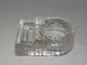 VINTAGE WRITING DESK CHUNKY CLEAR GLASS SINGLE INKWELL & DIP PEN TRAY - Bild 1 von 7