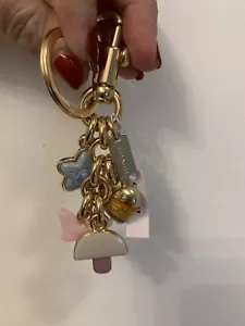 coach key chain fob daning heart, flower and butterfly / gold hardware NWT - Picture 1 of 6