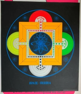 SPACE BUDDHA FEELING KNOWING WILLING VINTAGE 1969 BLACKLIGHT POSTER By HAD - Picture 1 of 7