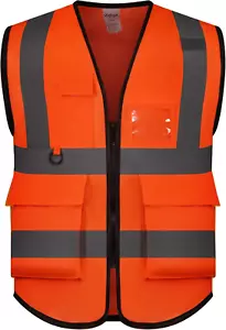 Warnschutzweste reflektierend mit 5 Taschen trifft ANSI/ISEA orange Arbeit - Bild 1 von 10