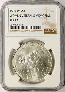 1994-W Women Veterans Memorial Silver Dollar $1 NGC MS70 - Picture 1 of 4